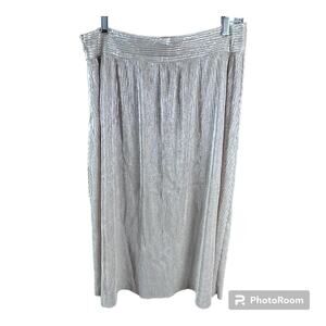 Who What Wear silver metallic midi skirt holiday party pleated skirt size 12